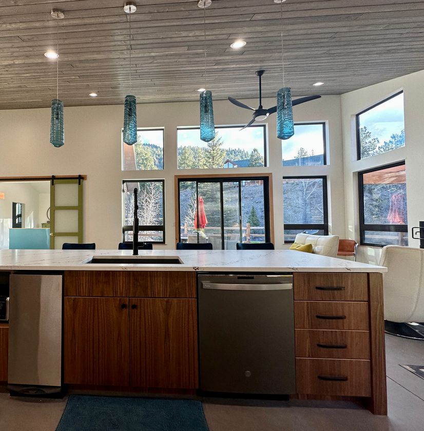 modern custom cabinets in a large kitchen