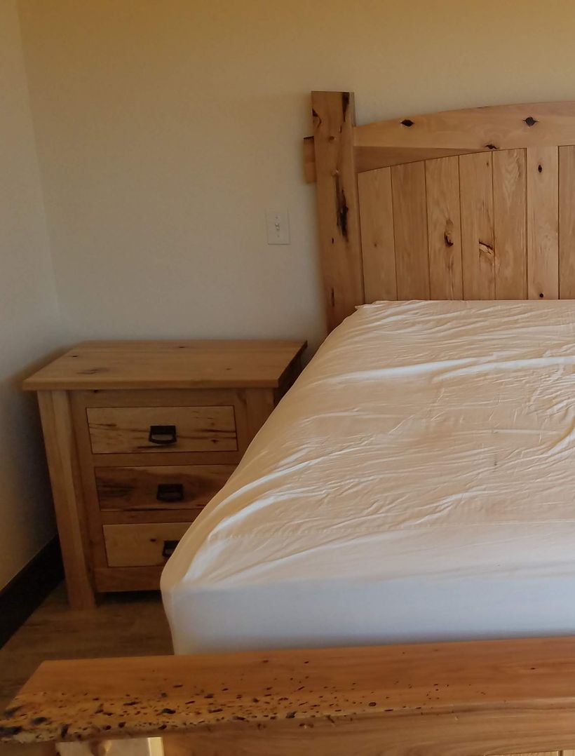 custom bedroom set of bedframe and bedside nightstand