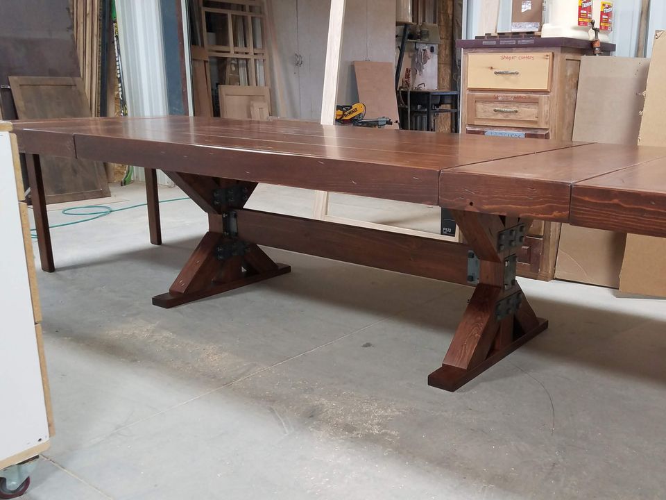 custom dining room table with extension leaf